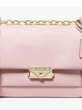 Michael Kors Blush Pink Leather Crossbody with Gold Chain